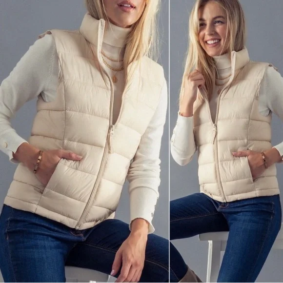 Gorgeous women’s lightweight puffer fall winter vest convertible carrying case - Picture 1 of 6